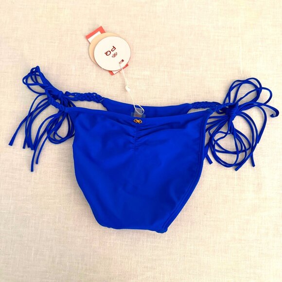 PQ Swim Blue Macramé Tie-Side Bikini Bottoms Size XS Boho Beach Babe Vibes - Picture 5 of 11